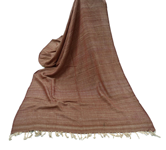Indian Women Vintage Brown & beige Long Stole Pure Woolen Scarf Dupatta Scarves Sarong Wrap Veil Hijab Shawl Soft
