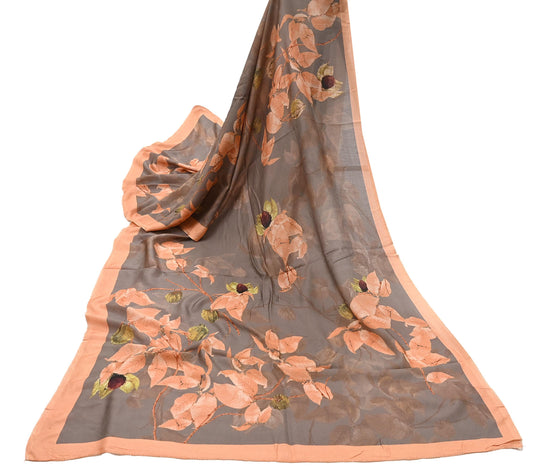 Vintage Brown Woolen Scarf Stole Dupatta Digital Printed Wrap Shawl Warm Winter Hijab Veil Gift for Her Christmas Scarf