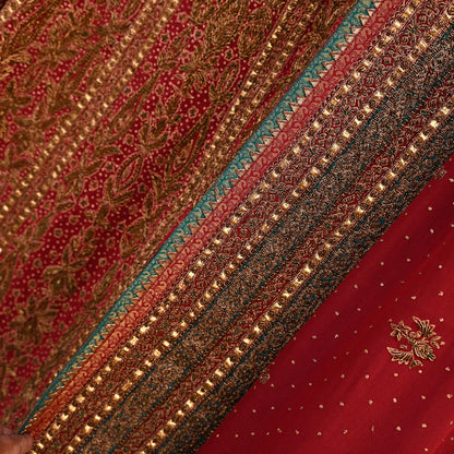 Indian Maroon Pure Silk Ritu Kumar Lehenga 3pcs Set Hand Embroidered Bridal Outfit  Designer Bollywood Party Wear Ethnic Dress