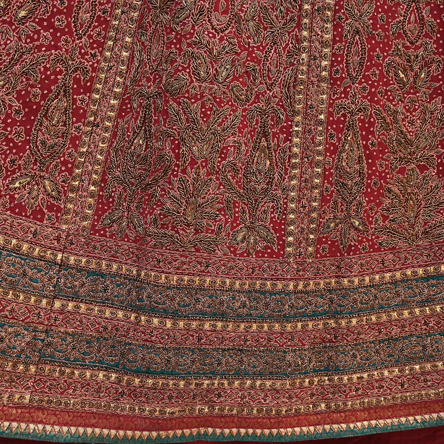 Indian Maroon Pure Silk Ritu Kumar Lehenga 3pcs Set Hand Embroidered Bridal Outfit  Designer Bollywood Party Wear Ethnic Dress