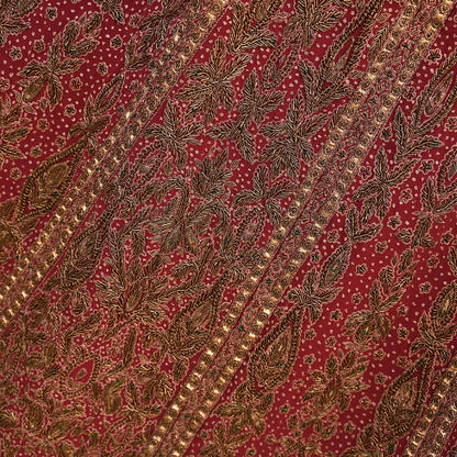 Indian Maroon Pure Silk Ritu Kumar Lehenga 3pcs Set Hand Embroidered Bridal Outfit  Designer Bollywood Party Wear Ethnic Dress