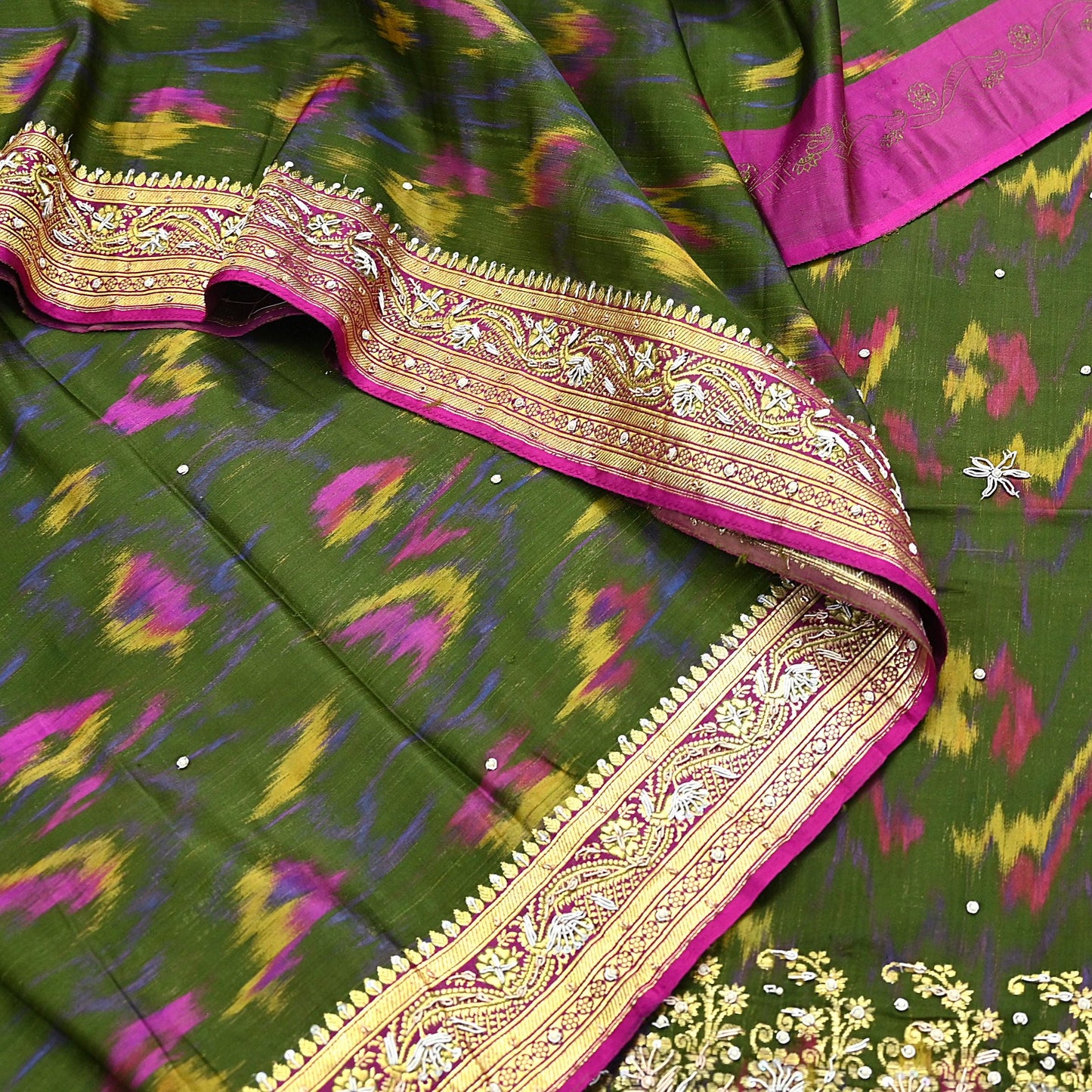 Vintage Multi Heavy Wedding Sari Pure Satin Silk Woven Banarasi Tanchoi Embroidered Sarees 5Yd Craft Fabric Golden Zari Ethnic Dress Making