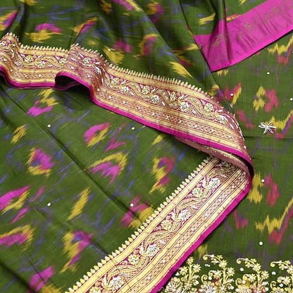 Vintage Multi Heavy Wedding Sari Pure Satin Silk Woven Banarasi Tanchoi Embroidered Sarees 5Yd Craft Fabric Golden Zari Ethnic Dress Making