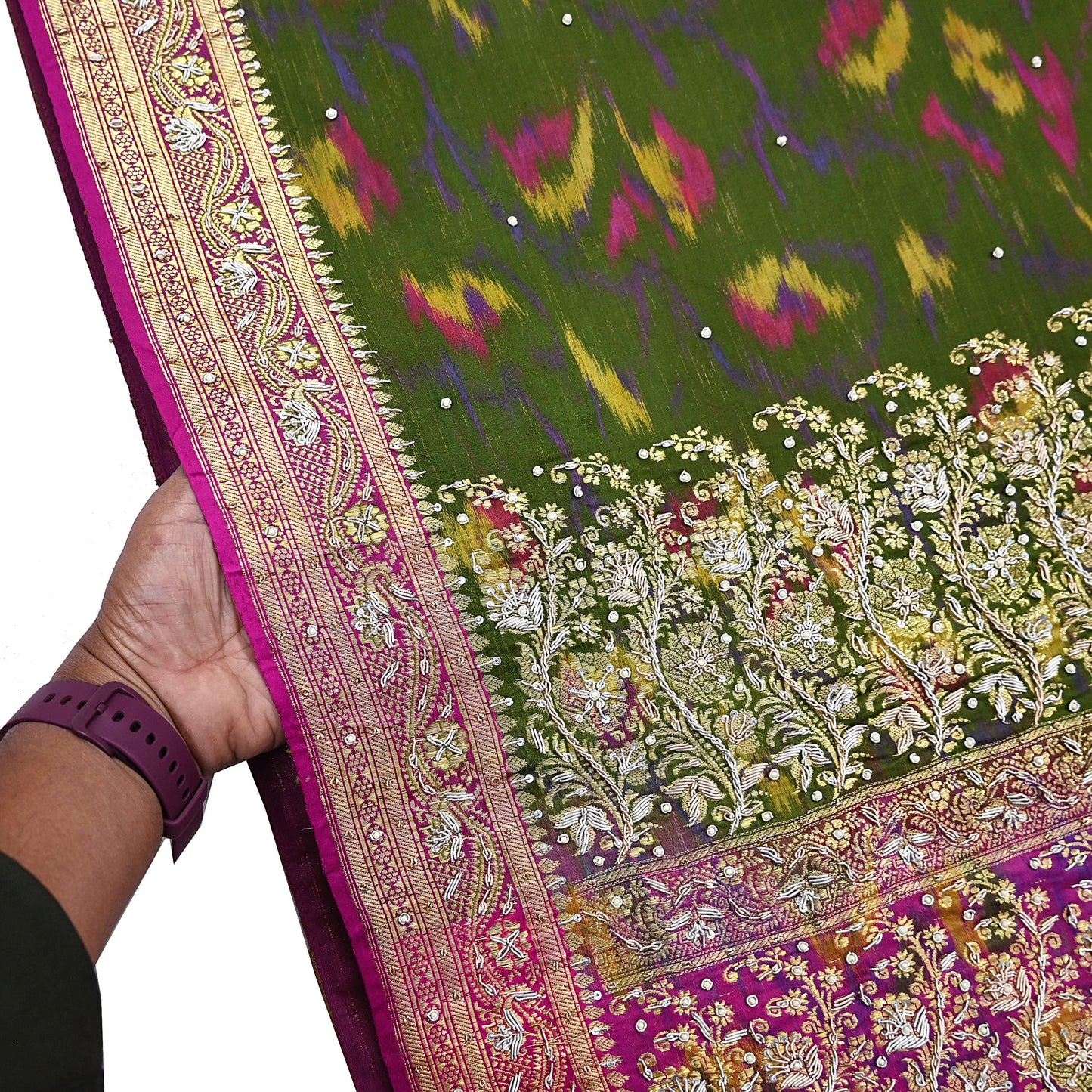 Vintage Multi Heavy Wedding Sari Pure Satin Silk Woven Banarasi Tanchoi Embroidered Sarees 5Yd Craft Fabric Golden Zari Ethnic Dress Making