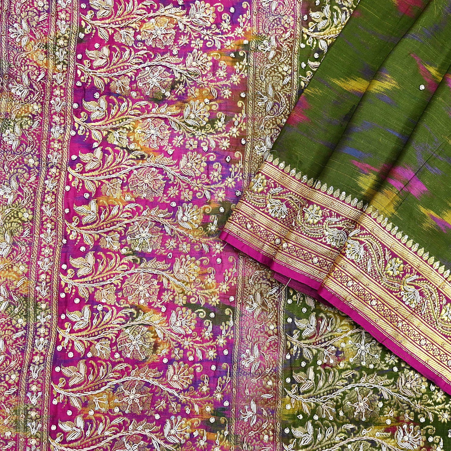 Vintage Multi Heavy Wedding Sari Pure Satin Silk Woven Banarasi Tanchoi Embroidered Sarees 5Yd Craft Fabric Golden Zari Ethnic Dress Making