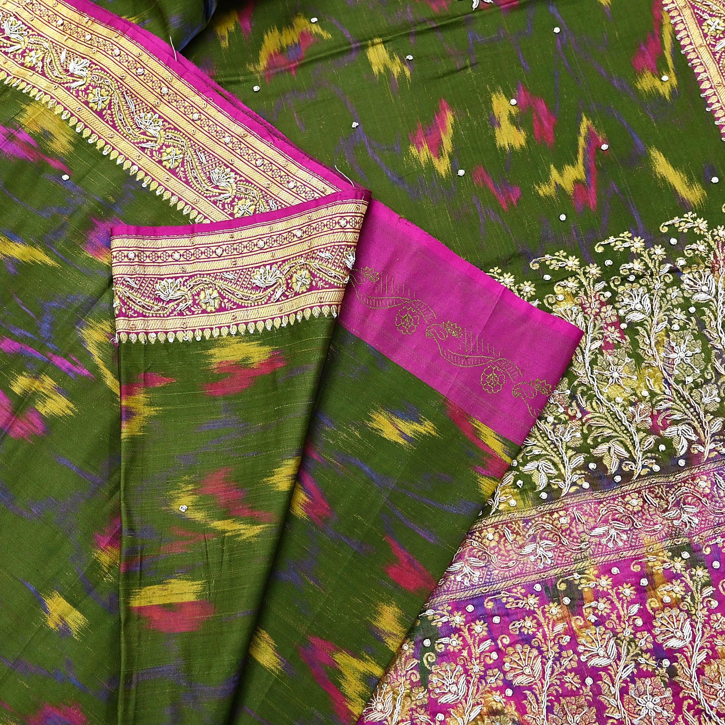 Vintage Multi Heavy Wedding Sari Pure Satin Silk Woven Banarasi Tanchoi Embroidered Sarees 5Yd Craft Fabric Golden Zari Ethnic Dress Making