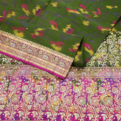 Vintage Multi Heavy Wedding Sari Pure Satin Silk Woven Banarasi Tanchoi Embroidered Sarees 5Yd Craft Fabric Golden Zari Ethnic Dress Making