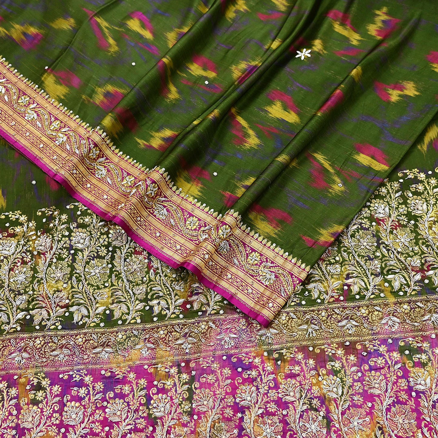 Vintage Multi Heavy Wedding Sari Pure Satin Silk Woven Banarasi Tanchoi Embroidered Sarees 5Yd Craft Fabric Golden Zari Ethnic Dress Making
