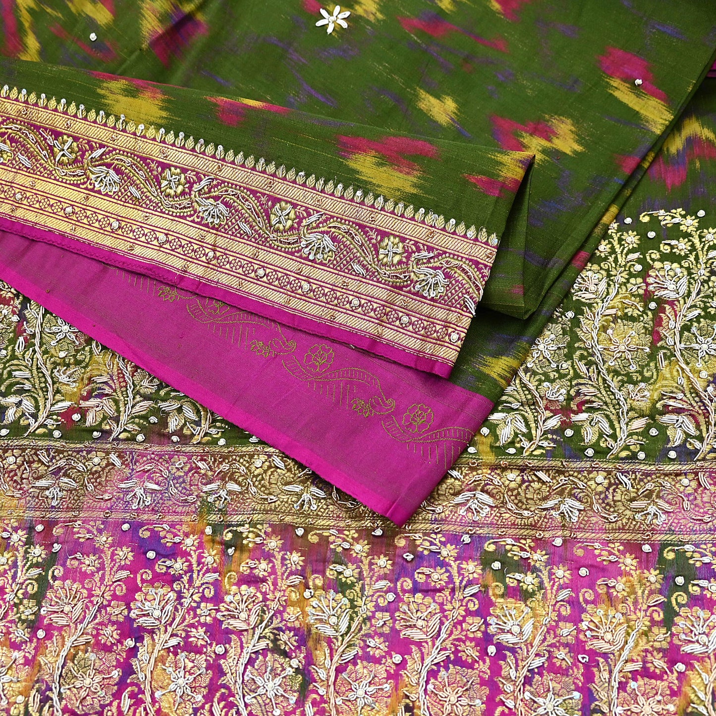 Vintage Multi Heavy Wedding Sari Pure Satin Silk Woven Banarasi Tanchoi Embroidered Sarees 5Yd Craft Fabric Golden Zari Ethnic Dress Making