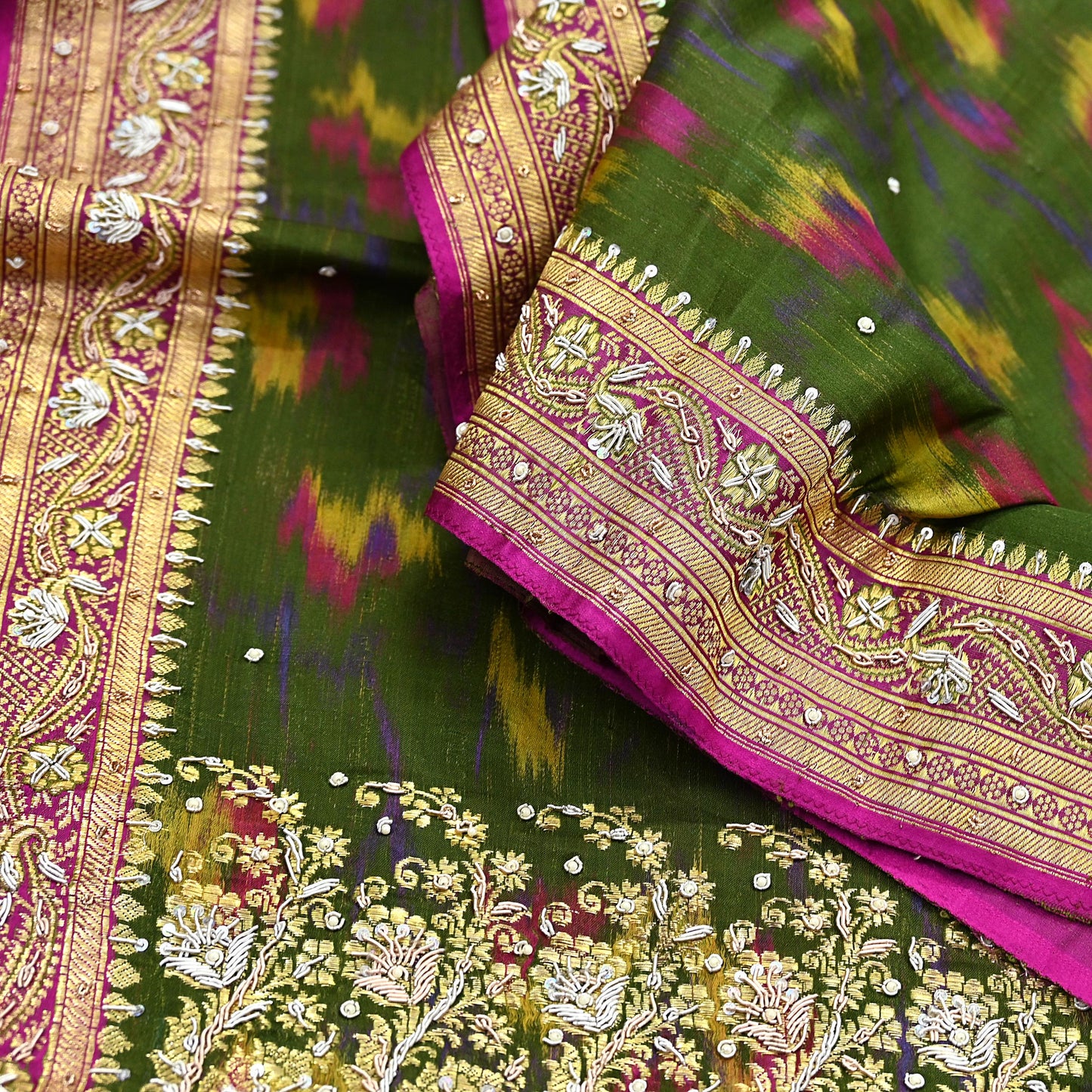 Vintage Multi Heavy Wedding Sari Pure Satin Silk Woven Banarasi Tanchoi Embroidered Sarees 5Yd Craft Fabric Golden Zari Ethnic Dress Making