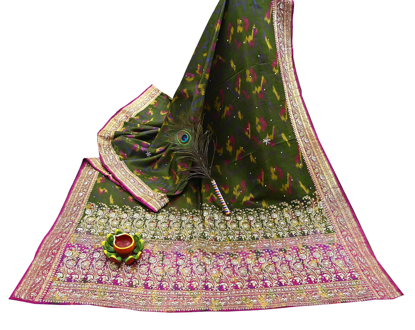 Vintage Multi Heavy Wedding Sari Pure Satin Silk Woven Banarasi Tanchoi Embroidered Sarees 5Yd Craft Fabric Golden Zari Ethnic Dress Making