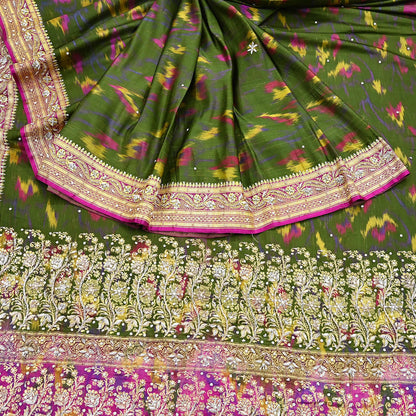 Vintage Multi Heavy Wedding Sari Pure Satin Silk Woven Banarasi Tanchoi Embroidered Sarees 5Yd Craft Fabric Golden Zari Ethnic Dress Making