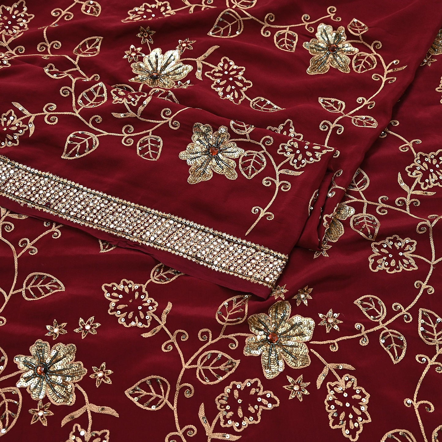 Indian Vintage Purple Saree Pure Crepe Silk Hand Embroidered Sari Craft Fabric 5Yd Sewing Soft Zari Dress making