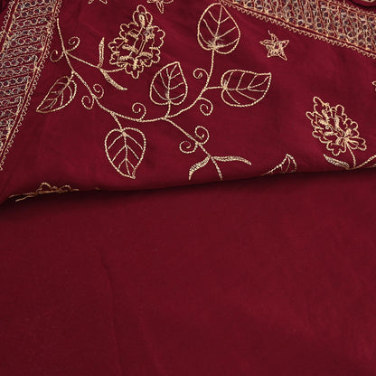 Indian Vintage Purple Saree Pure Crepe Silk Hand Embroidered Sari Craft Fabric 5Yd Sewing Soft Zari Dress making