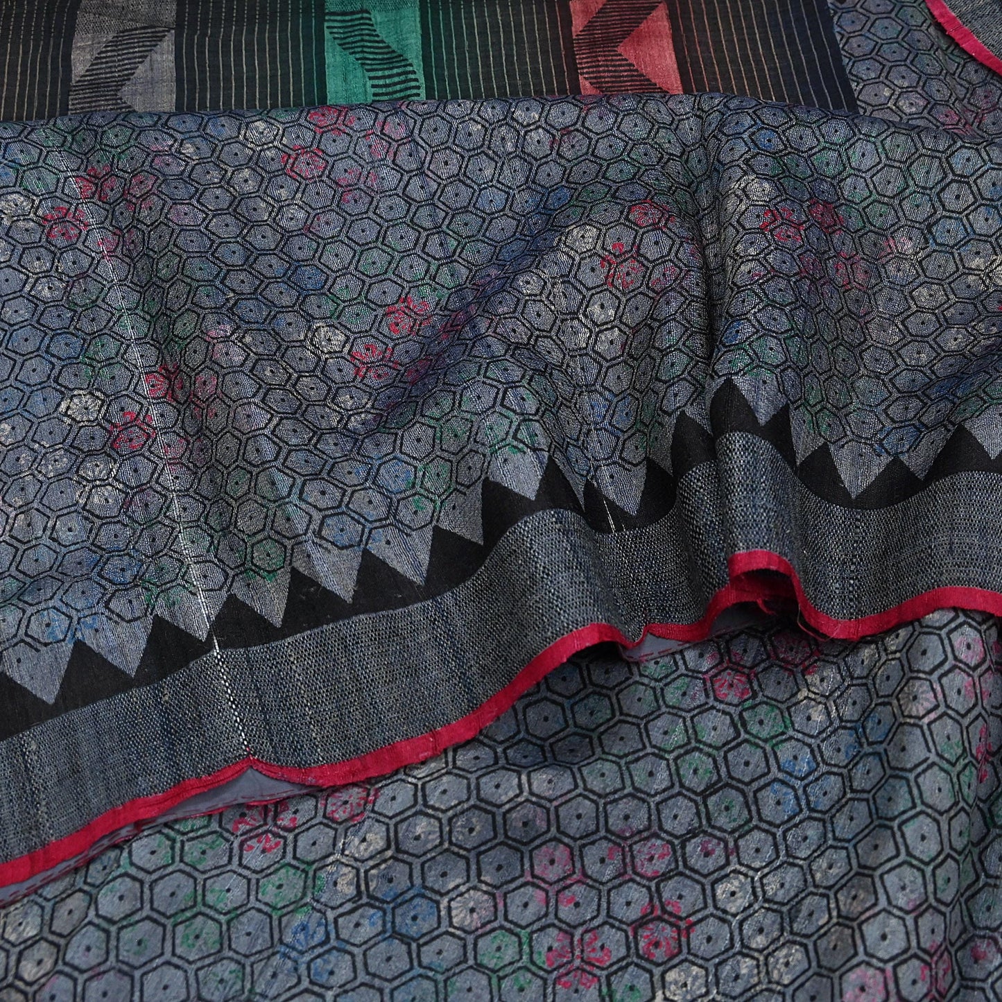Indian Vintage Heavy Sari gray Pure Khadi Silk Handloom Saree Craft Fabric 5yd Ethnic Wear Dress making For Crafting Quilting
