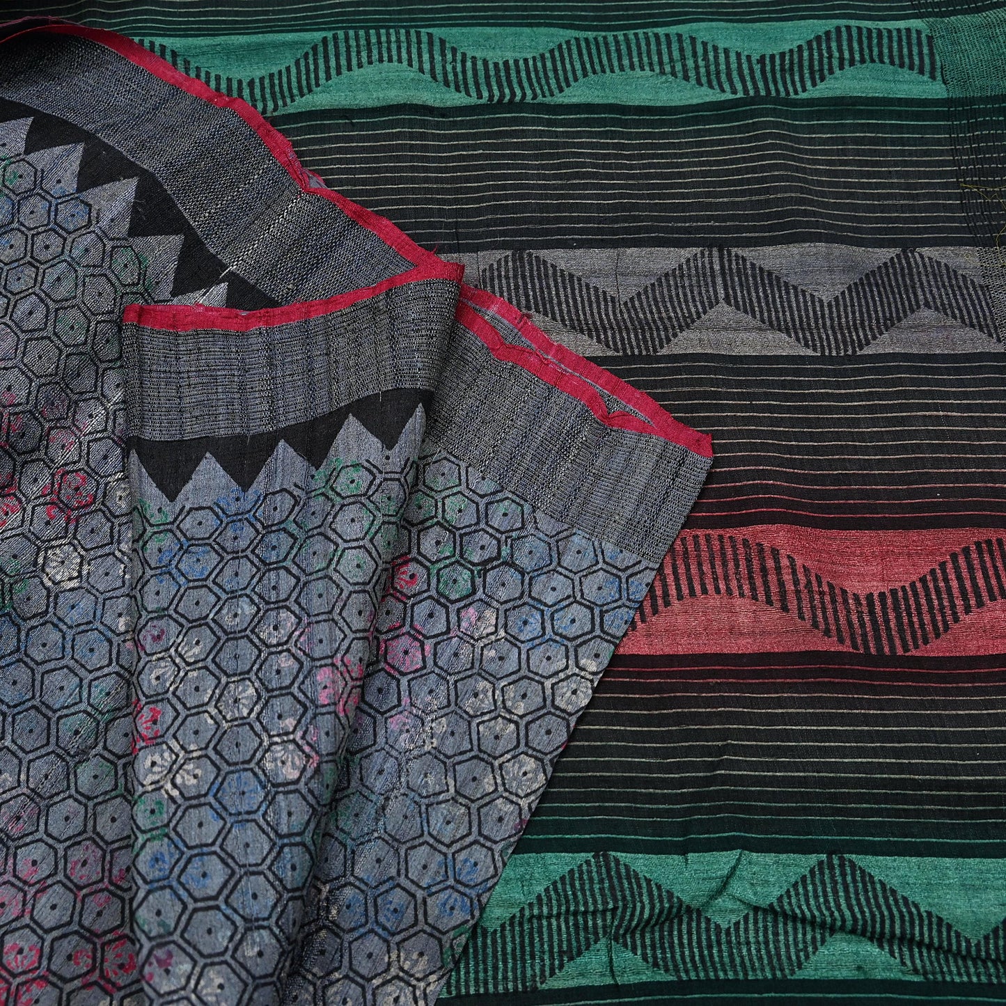 Indian Vintage Heavy Sari gray Pure Khadi Silk Handloom Saree Craft Fabric 5yd Ethnic Wear Dress making For Crafting Quilting