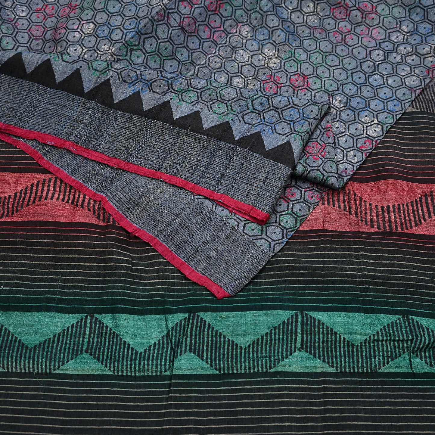 Indian Vintage Heavy Sari gray Pure Khadi Silk Handloom Saree Craft Fabric 5yd Ethnic Wear Dress making For Crafting Quilting