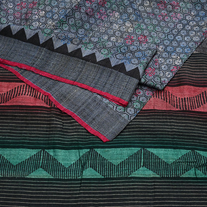 Indian Vintage Heavy Sari gray Pure Khadi Silk Handloom Saree Craft Fabric 5yd Ethnic Wear Dress making For Crafting Quilting