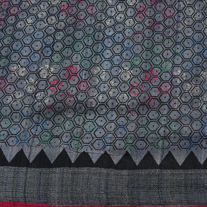 Indian Vintage Heavy Sari gray Pure Khadi Silk Handloom Saree Craft Fabric 5yd Ethnic Wear Dress making For Crafting Quilting