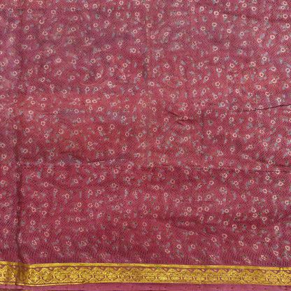 Vintage Pink Pure Silk Saree Indian Printed Silk Fabric 6 Yards Boho Craft Material for Sewing, Quilting, Dressmaking, Upcycling