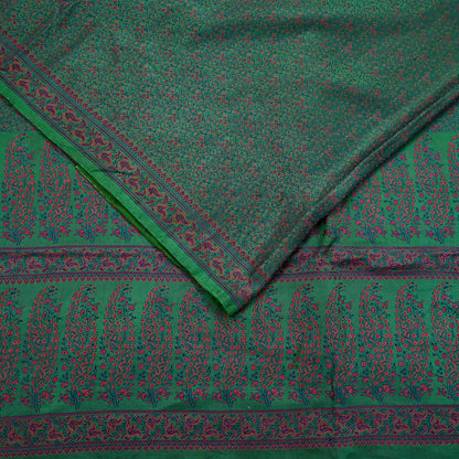 Vintage Green Banarasi Silk Saree Pure Satin Silk Handwoven Tanchoi Fabric with Paisley Weave 5 Yard Dressmaking Craft Material