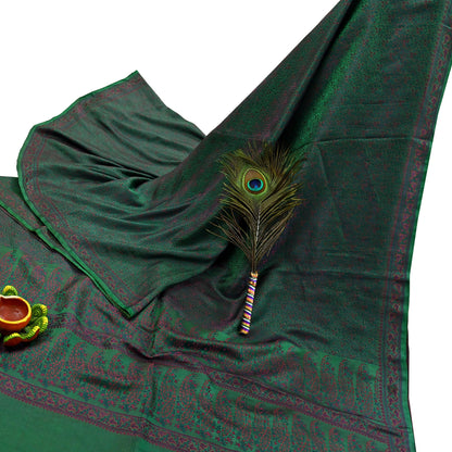 Vintage Green Banarasi Silk Saree Pure Satin Silk Handwoven Tanchoi Fabric with Paisley Weave 5 Yard Dressmaking Craft Material