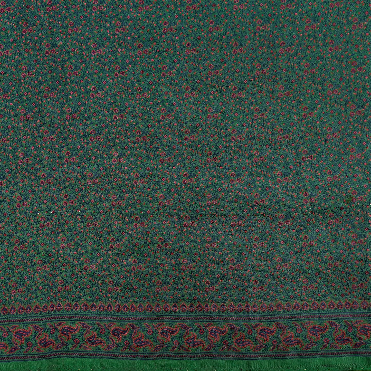 Vintage Green Banarasi Silk Saree Pure Satin Silk Handwoven Tanchoi Fabric with Paisley Weave 5 Yard Dressmaking Craft Material