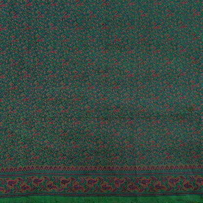 Vintage Green Banarasi Silk Saree Pure Satin Silk Handwoven Tanchoi Fabric with Paisley Weave 5 Yard Dressmaking Craft Material