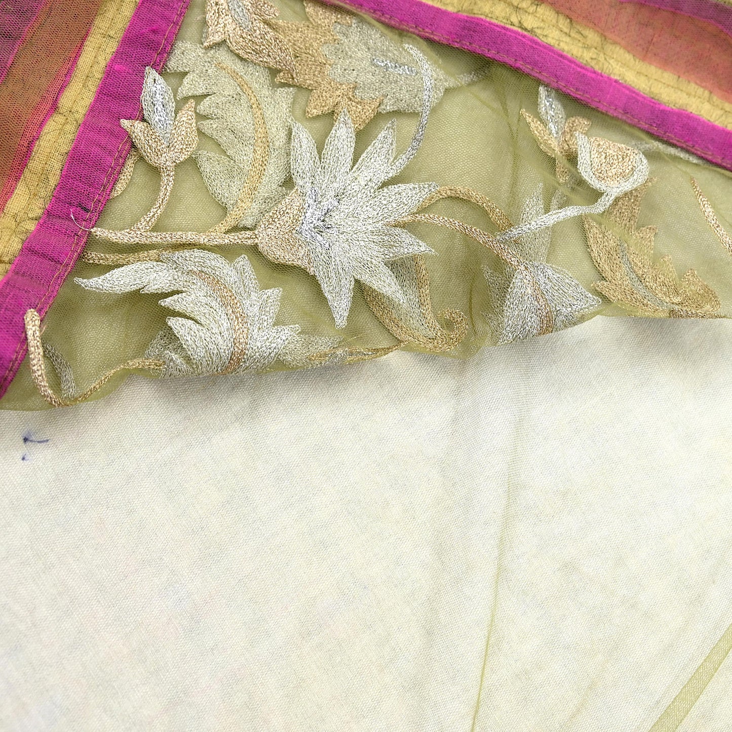 Vintage Black Green Net Saree Hand Embroidered Zardozi Dabka Fabric Indian Wedding Mesh Sari 5Yd Sewing Craft Material