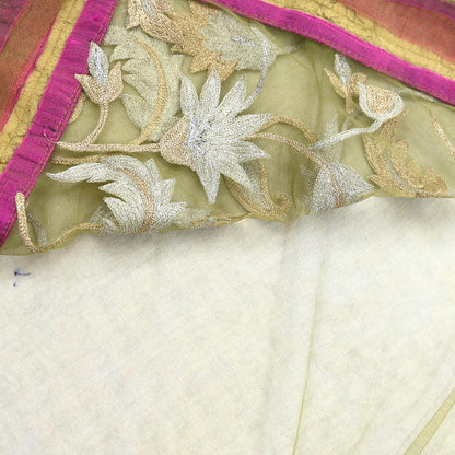 Vintage Black Green Net Saree Hand Embroidered Zardozi Dabka Fabric Indian Wedding Mesh Sari 5Yd Sewing Craft Material