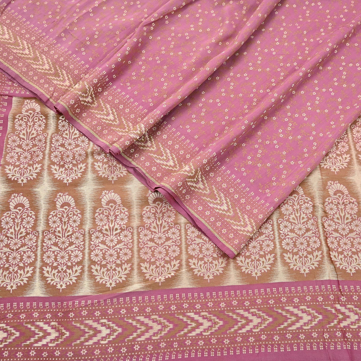 Vintage Pink Banarasi Silk Saree Pure Handwoven Brocade Zari Fabric 5Yd Indian Wedding Craft Material Upcycle Sewing Textile