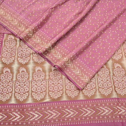 Vintage Pink Banarasi Silk Saree Pure Handwoven Brocade Zari Fabric 5Yd Indian Wedding Craft Material Upcycle Sewing Textile