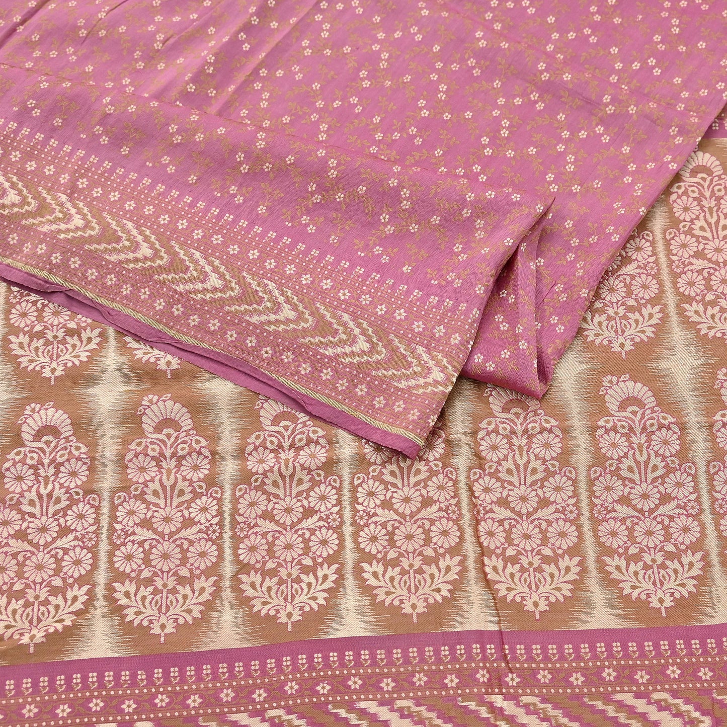 Vintage Pink Banarasi Silk Saree Pure Handwoven Brocade Zari Fabric 5Yd Indian Wedding Craft Material Upcycle Sewing Textile
