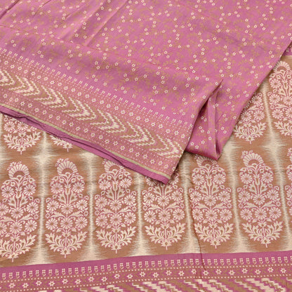 Vintage Pink Banarasi Silk Saree Pure Handwoven Brocade Zari Fabric 5Yd Indian Wedding Craft Material Upcycle Sewing Textile