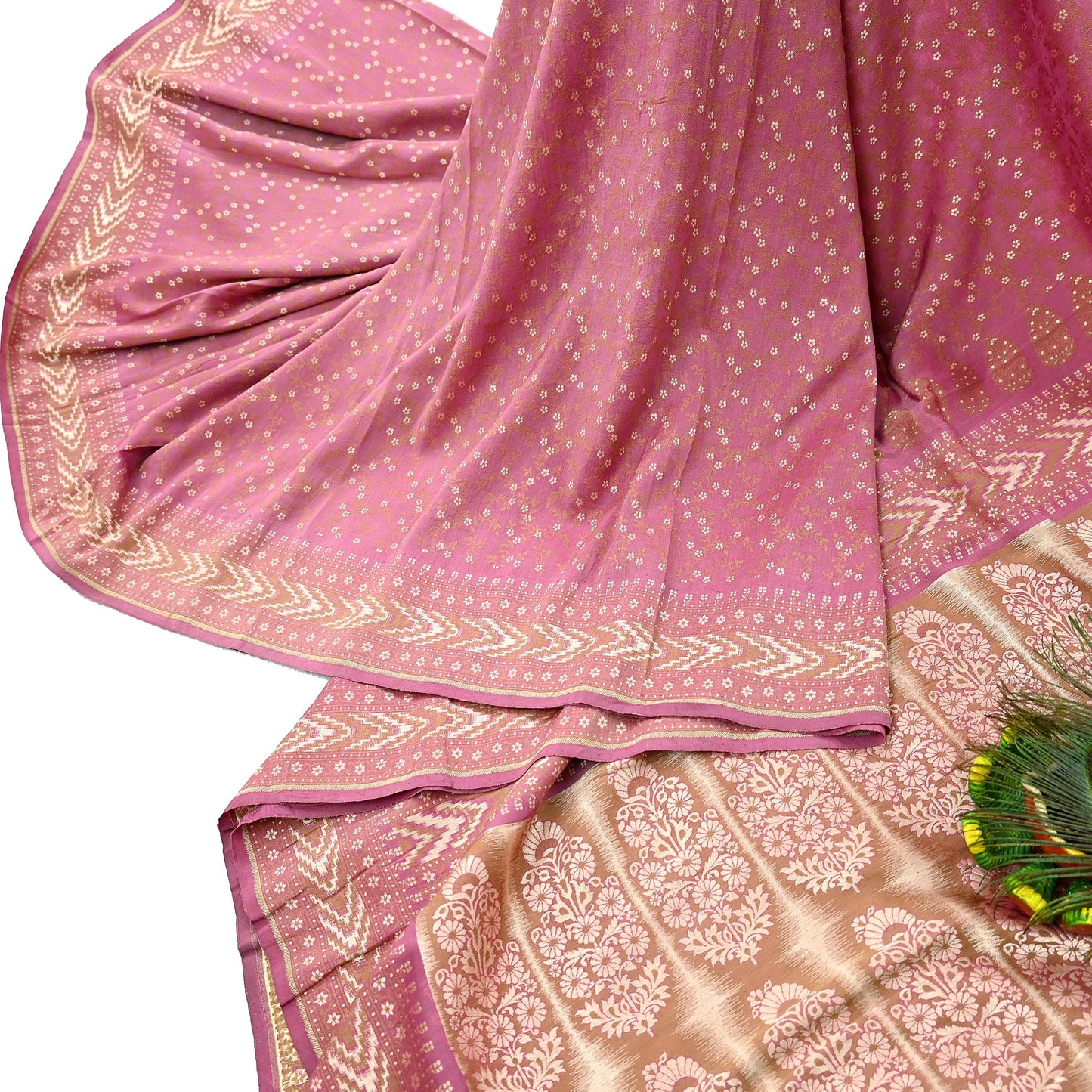 Vintage Pink Banarasi Silk Saree Pure Handwoven Brocade Zari Fabric 5Yd Indian Wedding Craft Material Upcycle Sewing Textile
