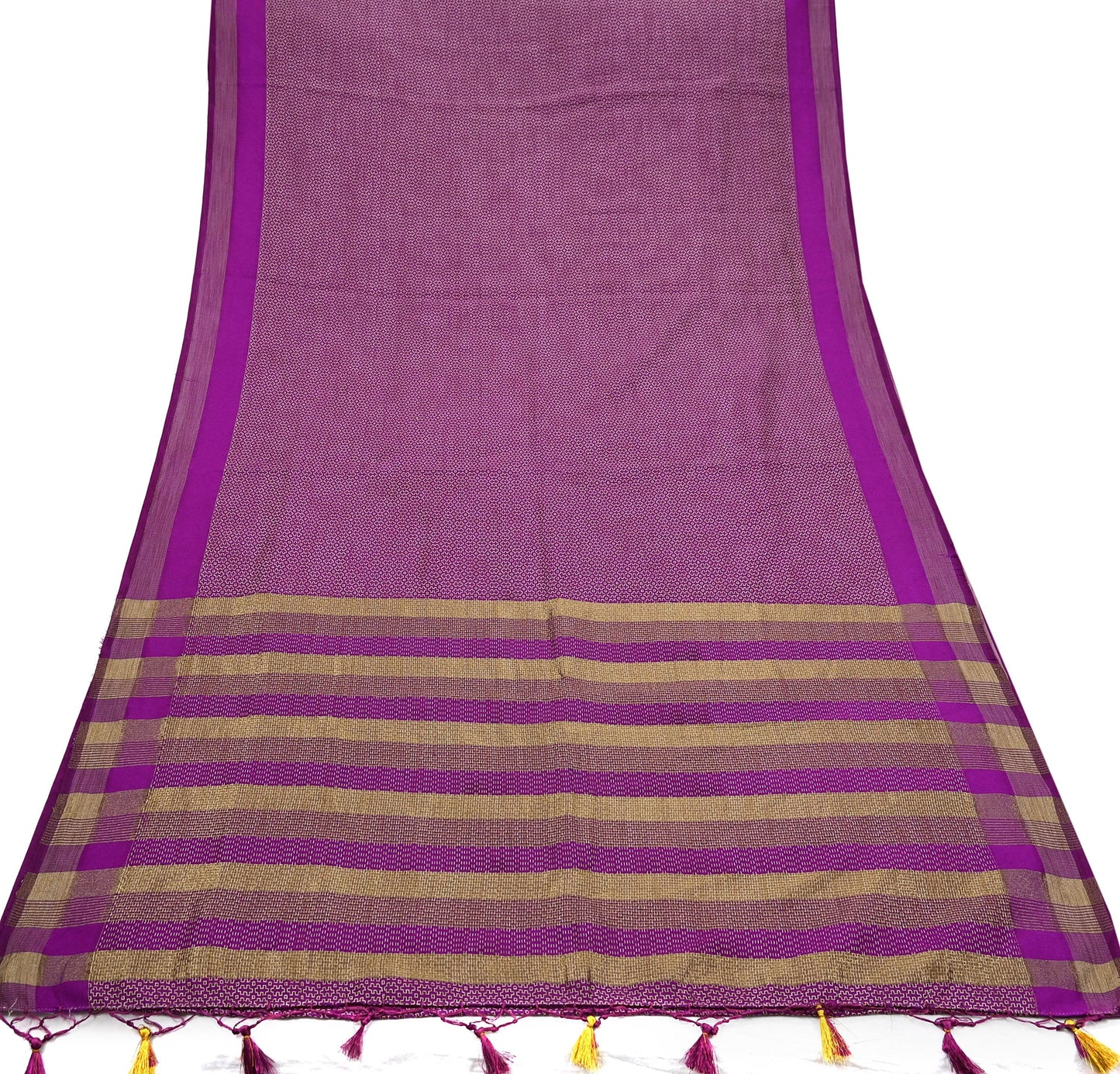 Indian Vintage Purple Chanderi Saree Woven Ethnic Sari 6 Yard Fabric Craft Sewing Quilting Dressmaking Material Holiday DIY Textile