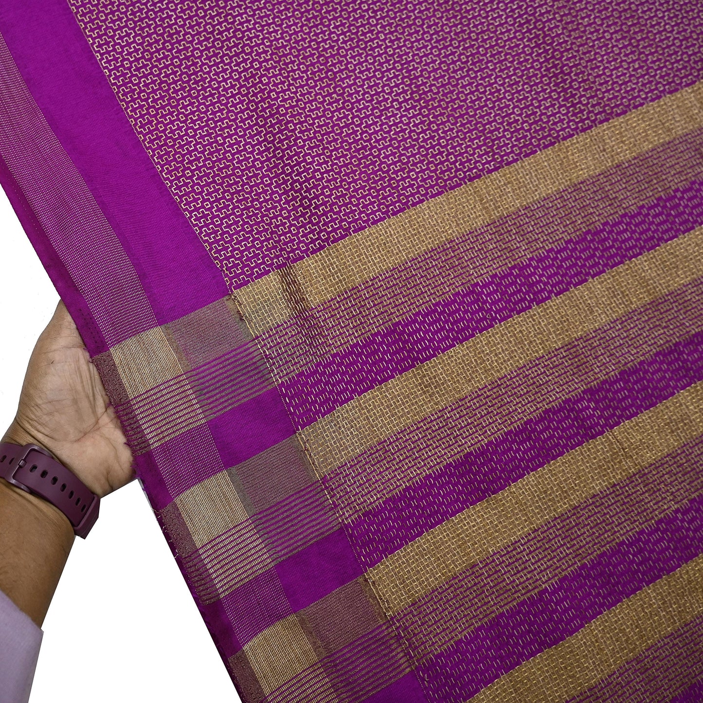 Indian Vintage Purple Chanderi Saree Woven Ethnic Sari 6 Yard Fabric Craft Sewing Quilting Dressmaking Material Holiday DIY Textile