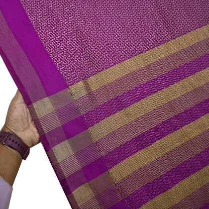 Indian Vintage Purple Chanderi Saree Woven Ethnic Sari 6 Yard Fabric Craft Sewing Quilting Dressmaking Material Holiday DIY Textile