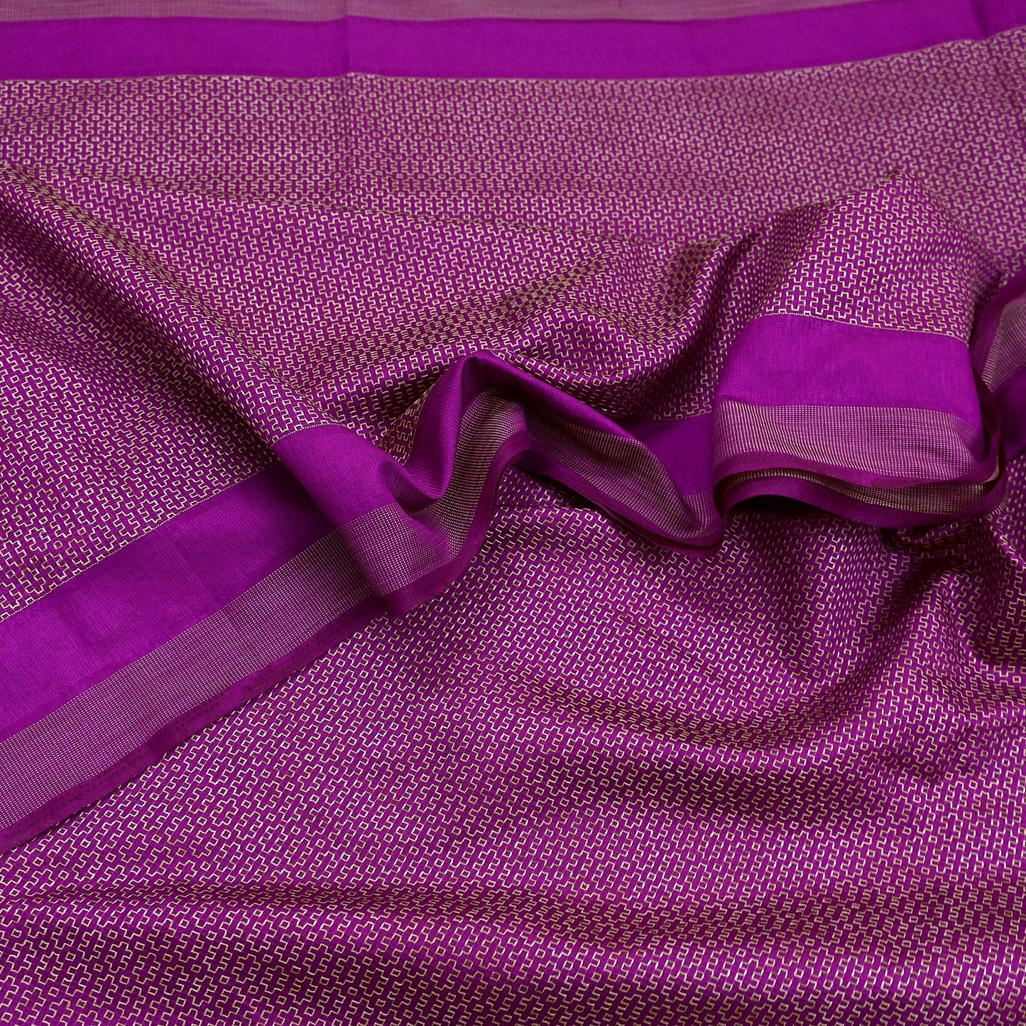 Indian Vintage Purple Chanderi Saree Woven Ethnic Sari 6 Yard Fabric Craft Sewing Quilting Dressmaking Material Holiday DIY Textile