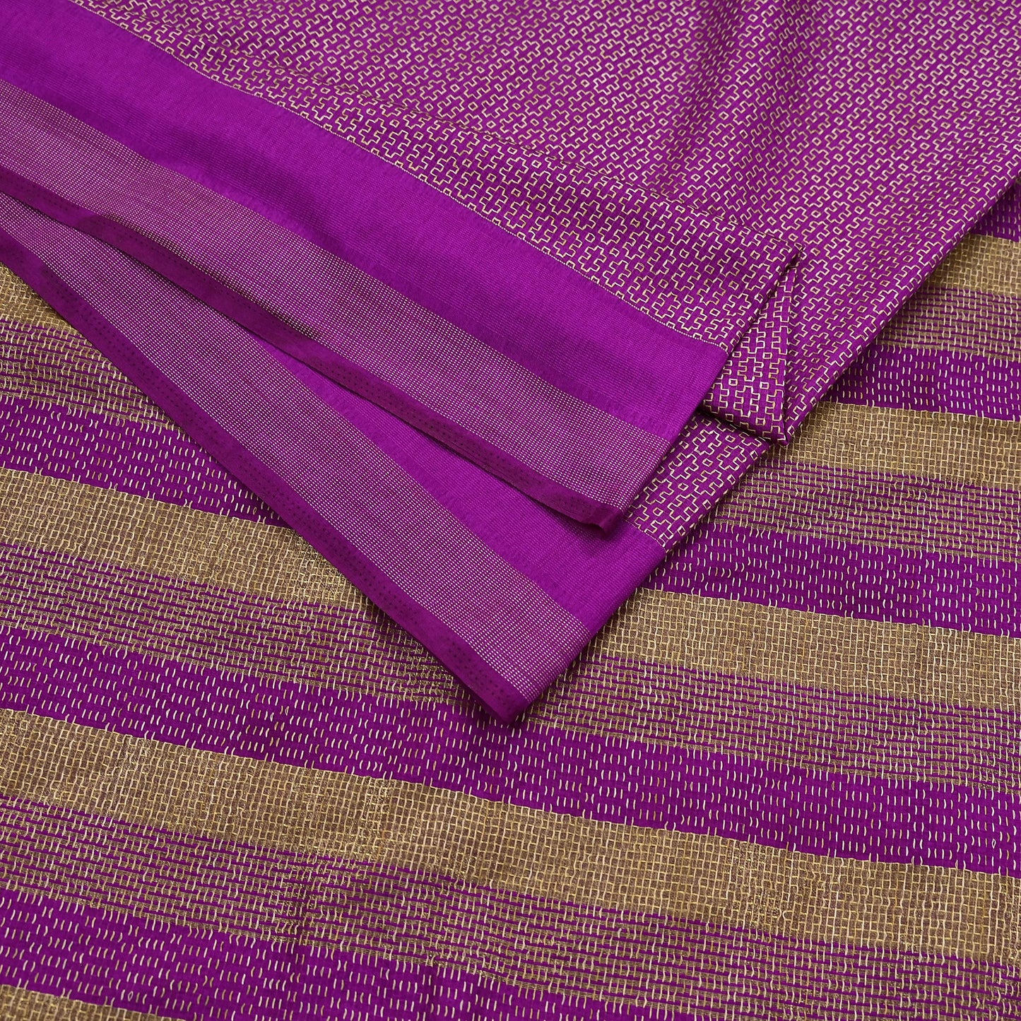 Indian Vintage Purple Chanderi Saree Woven Ethnic Sari 6 Yard Fabric Craft Sewing Quilting Dressmaking Material Holiday DIY Textile