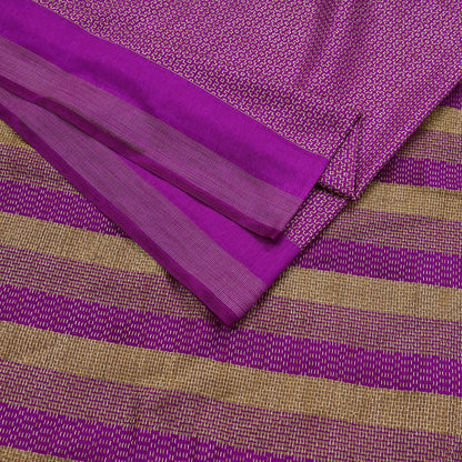 Indian Vintage Purple Chanderi Saree Woven Ethnic Sari 6 Yard Fabric Craft Sewing Quilting Dressmaking Material Holiday DIY Textile