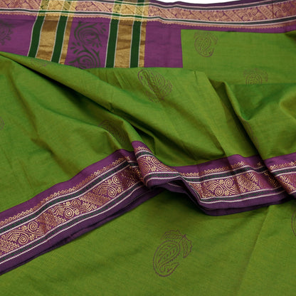 Vintage Green Purple Silk Blend Saree Hand Painted Indian Sari 6 Yard Fabric Craft Sewing Quilting Upcycle Dressmaking Material