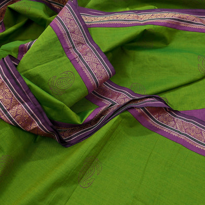 Vintage Green Purple Silk Blend Saree Hand Painted Indian Sari 6 Yard Fabric Craft Sewing Quilting Upcycle Dressmaking Material