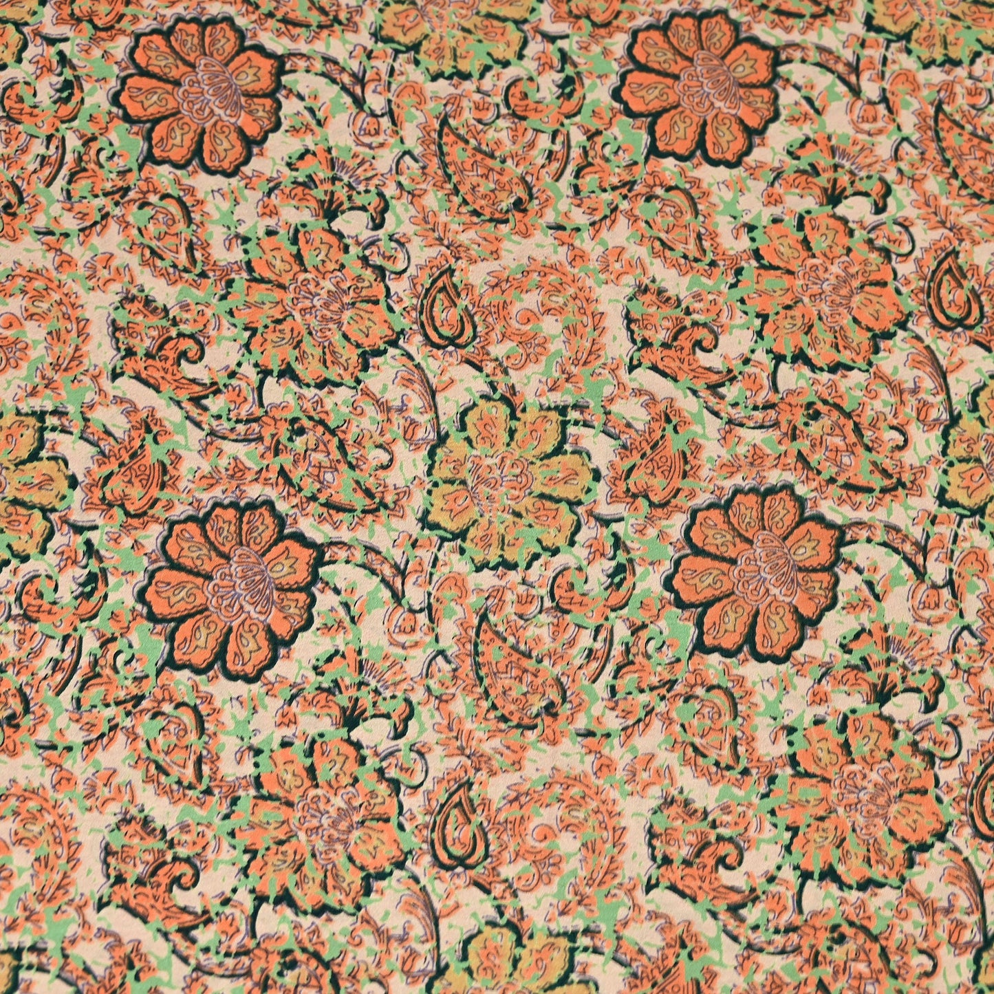 Vintage Beige Digital Printed Saree Floral Artificial Silk Fabric 6 Yards Indian Satin-Like Material for Dressmaking & Quilting Crafts