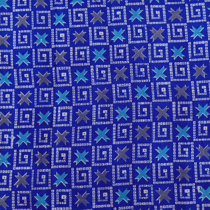 Vintage Blue Pure Silk Saree Indian Printed Floral Silk Fabric 5 Yard Soft Sewing Material for Dressmaking, Quilting & Crafts
