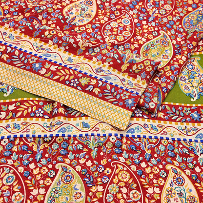 Vintage Red Saree Indian Woolen Woven Floral Fabric 6 Yard Soft Warm Craft Material for Winter Sewing & Dressmaking