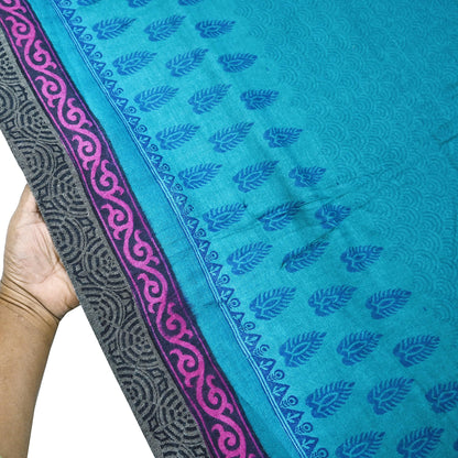 Indian Vintage blue Long Stole Pure Woolen Scarf Printed Dupatta Infinity Scarves Sarong Wrap Veil Woman Hijab Shawl Craft Fabric