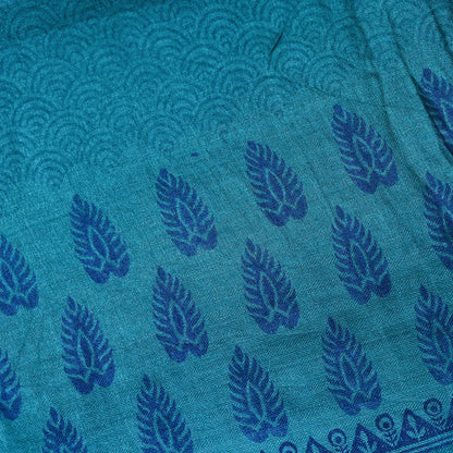 Indian Vintage blue Long Stole Pure Woolen Scarf Printed Dupatta Infinity Scarves Sarong Wrap Veil Woman Hijab Shawl Craft Fabric