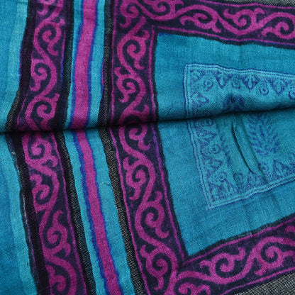 Indian Vintage blue Long Stole Pure Woolen Scarf Printed Dupatta Infinity Scarves Sarong Wrap Veil Woman Hijab Shawl Craft Fabric