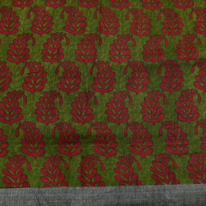 Vintage Green Wool Saree Indian Pure Wool Floral Woven Fabric 5 Yard Soft Warm Winter Textile for Dressmaking & Sewing Crafts